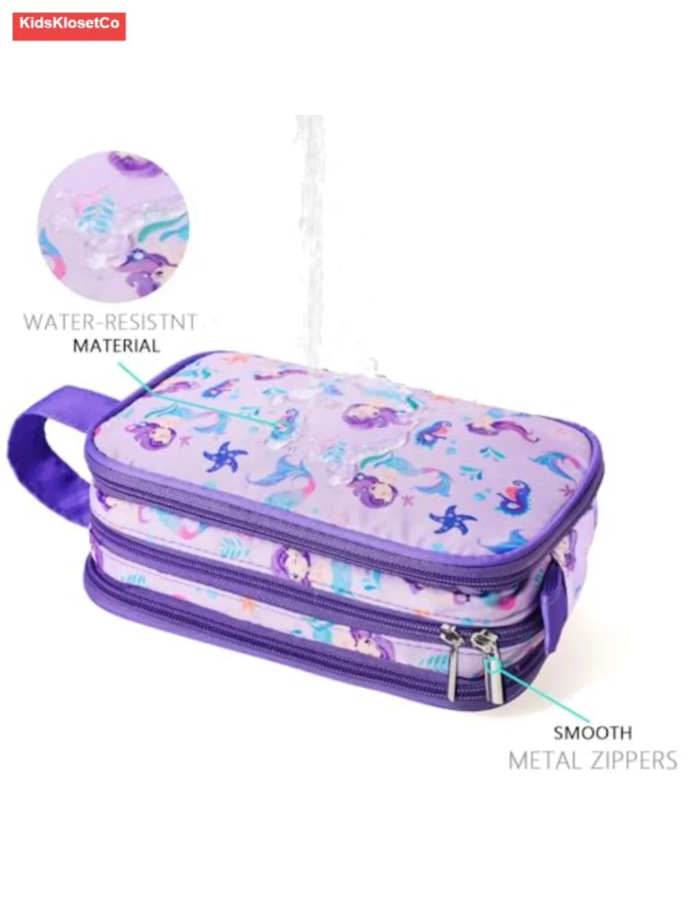 Kids Toiletry Travel Bag with Hanging Hook Waterproof Polyester Cosmetic Case
